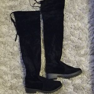 New Black Faux suede over the knee boots sz 10